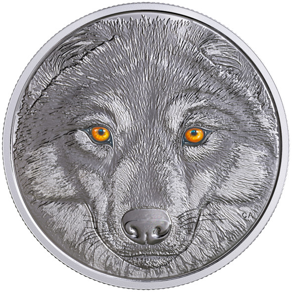 2017 $15 FINE SILVER COIN IN THE EYES OF THE WOLF