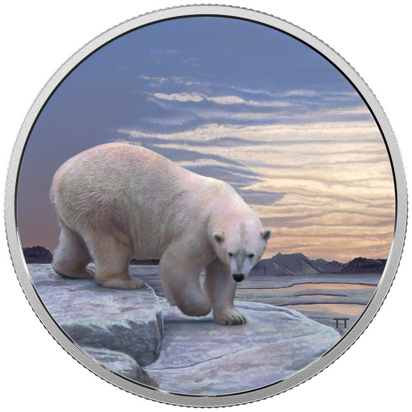 2018 $30 FINE SILVER COIN ARCTIC ANIMALS AND NORTHERN LIGHTS: POLAR BEAR