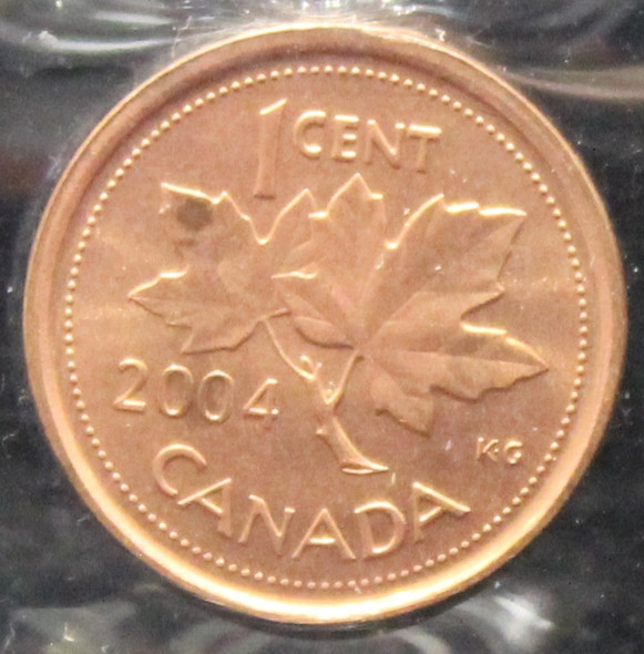 2004 CANADIAN ONE CENT ICCS MS - 65 (RED)