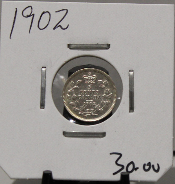 1902 5 -CENT SILVER - UNGRADED - AS PICTURED