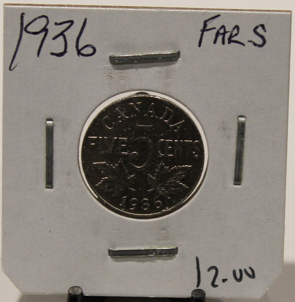 1936 CANADIAN FIVE-CENT - FAR S - UNGRADED - AS PICTURED
