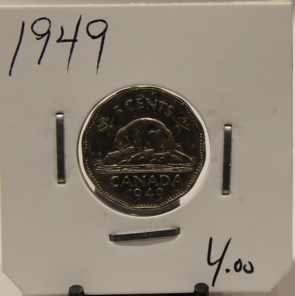 1949 CANADIAN FIVE- CENT - UNGRADED - AS PICTURED