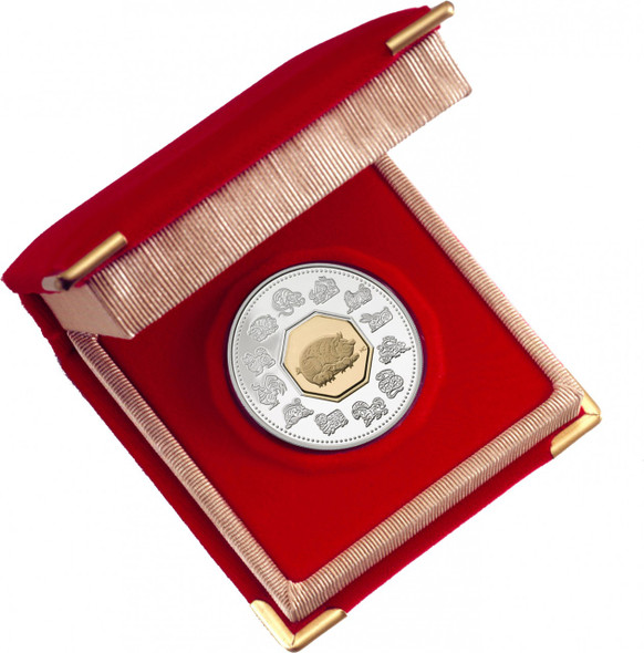 2008 $15 LUNAR SILVER & GOLD COIN - YEAR OF THE RAT