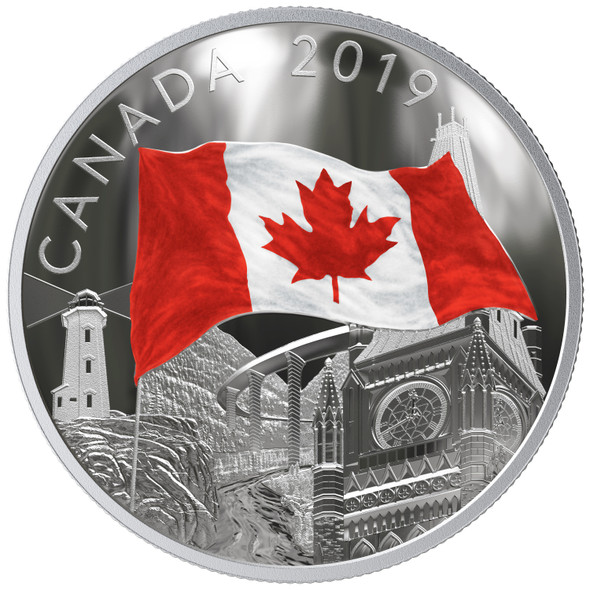 2019 $30 FINE SILVER COIN THE FABRIC OF CANADA (FLAG COIN)