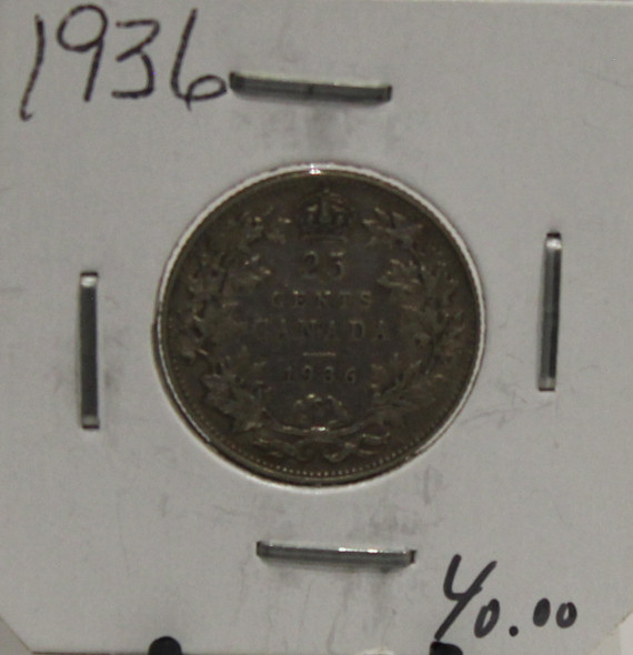 1936 CIRCULATION 25- CENT COIN - UNGRADED - AS PICTURED