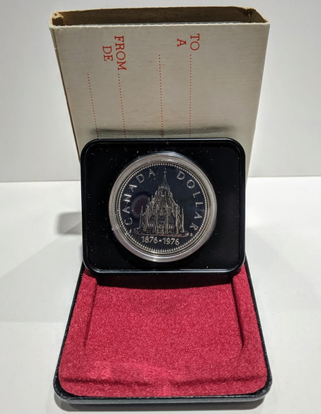 1976 SPECIMEN COMMEMORATIVE SILVER DOLLAR - LIBRARY OF PARLIAMENT CENTENNIAL