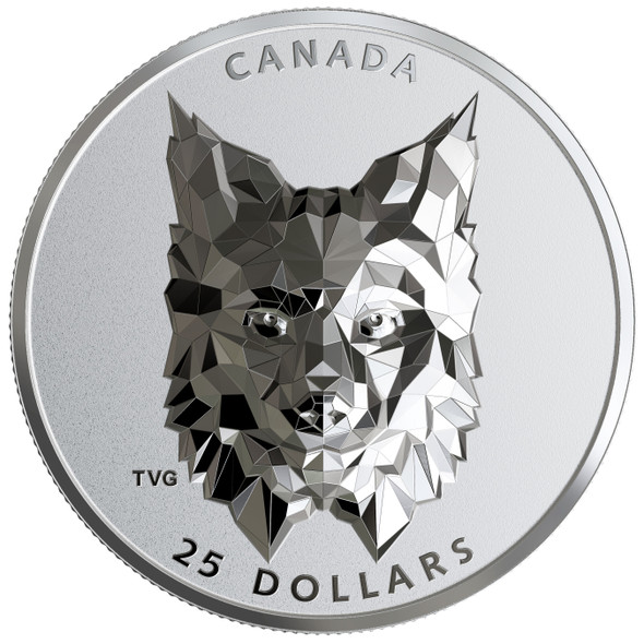 2020 $25 FINE SILVER COIN MULTIFACETED ANIMAL HEAD: LYNX