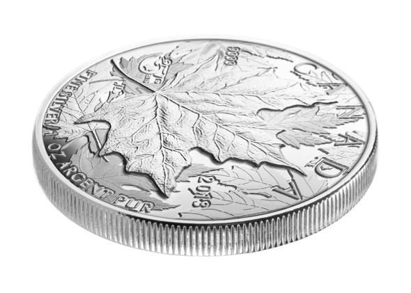 SALE - 2013 $5 FINE SILVER HIGH RELIEF PIEDFORT - 25TH ANNIVERSARY OF THE SILVER MAPLE LEAF