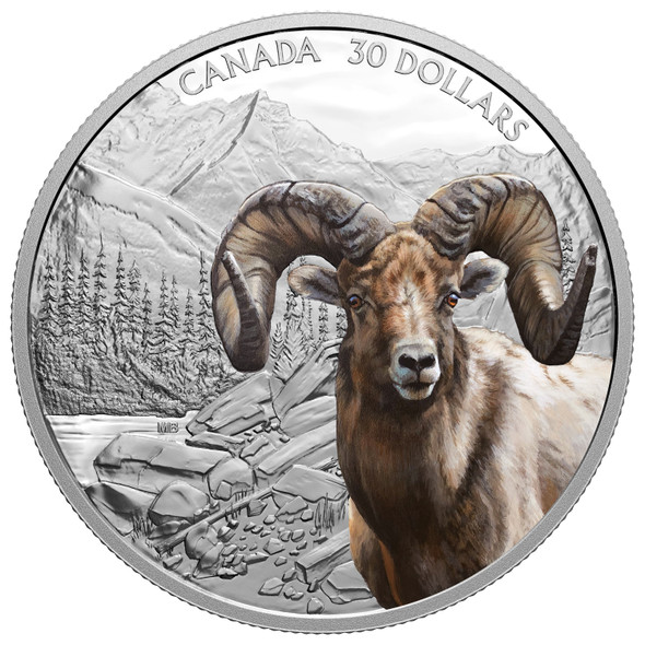 2020 $30 FINE SILVER COIN IMPOSING ICONS: BIGHORN SHEEP