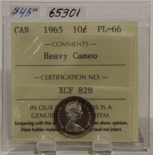 1965 CIRCULATION 10 CENT COIN - HEAVY CAMEO - PL66