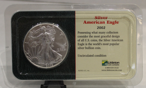 2002 US EAGLE 1oz. SILVER COIN WITH INFO PACKAGE