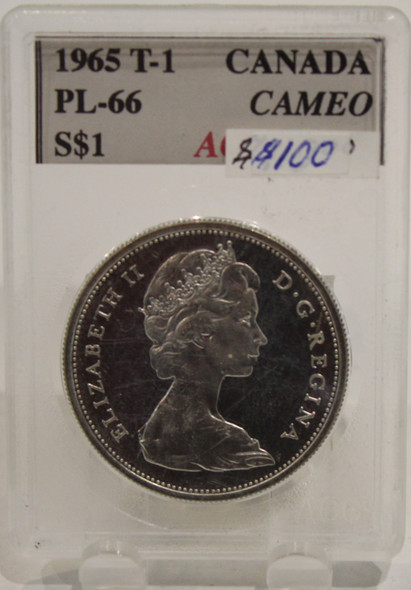 1965 TYPE 1 CIRCULATION $1 COIN - CAMEO - PL66