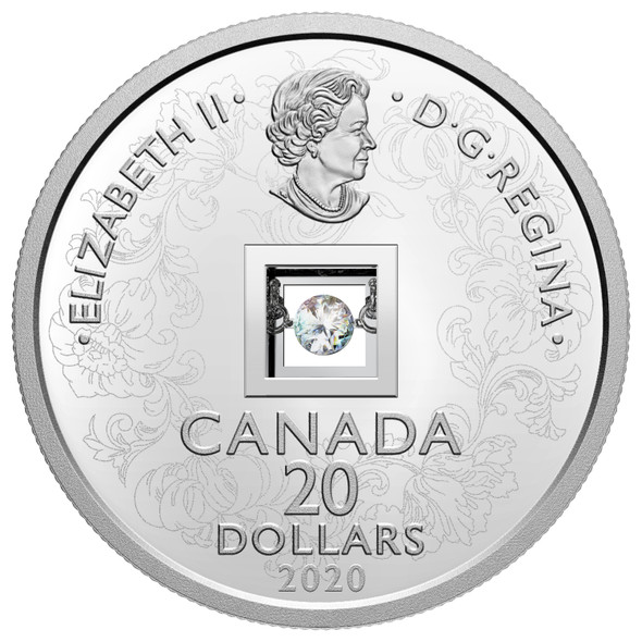 2020 $20 FINE SILVER COIN DANCING DIAMOND: SPARKLE OF THE HEART