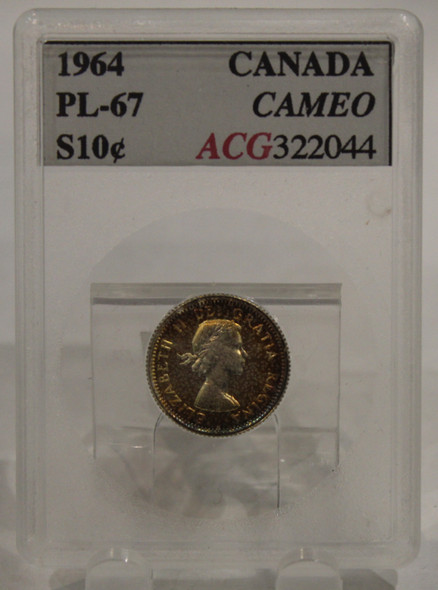 1964 CIRCULATION 10-CENT COIN - CAMEO - PL-67