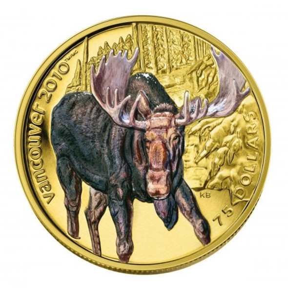 2009 OLYMPIC $75 14KT GOLD COIN - MOOSE