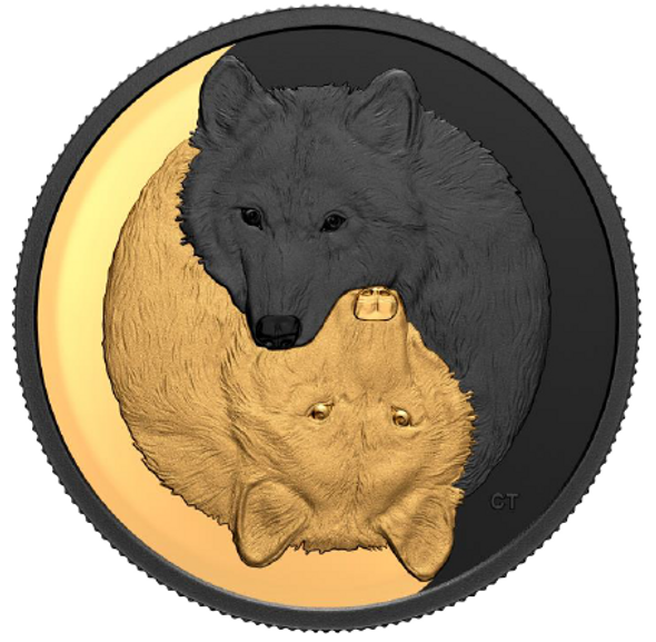 2021 $20 FINE SILVER COIN BLACK AND GOLD: THE GREY WOLF