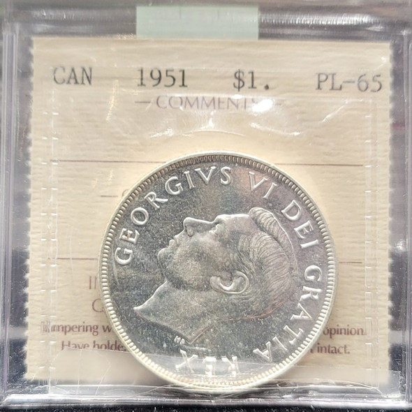 1955 CANADA CIRCULATION SILVER DOLLAR PL-66 ARNPRIOR - West