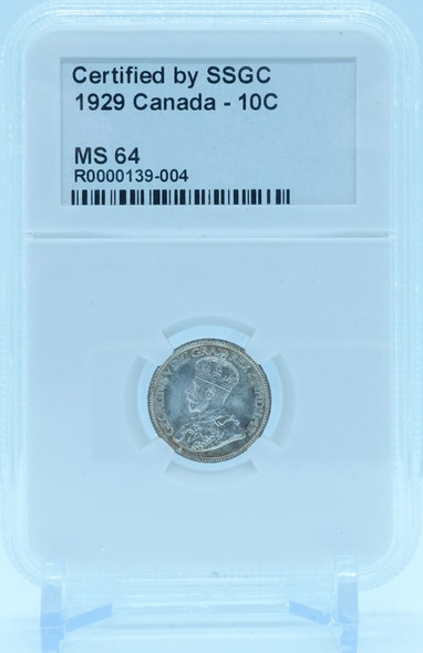 1929 10 CENT CANADA – MS 64 - GRADED