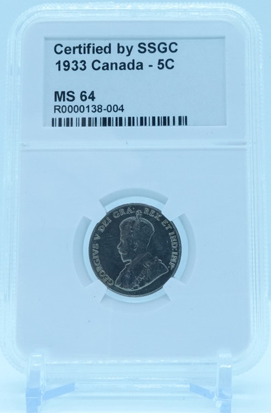 1933 5 CENT CANADA – MS 64 - GRADED
