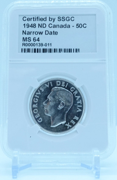 1948 50 CENT ND CANADA NARROW DATE – MS 64 - GRADED 