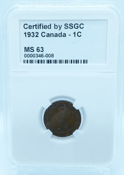 1932 1 CENT CANADA – MS 63 – GRADED (346-008)