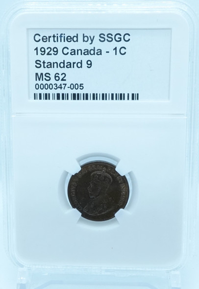 1929 1 CENT CANADA STANDARD 9 – MS 62 – GRADED (347-005)
