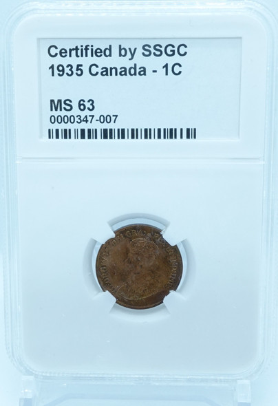 1935 1 CENT CANADA – MS 63 – GRADED (347-007)