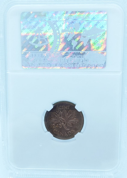 1943 1 CENT CANADA – MS 63 – GRADED (348-011)