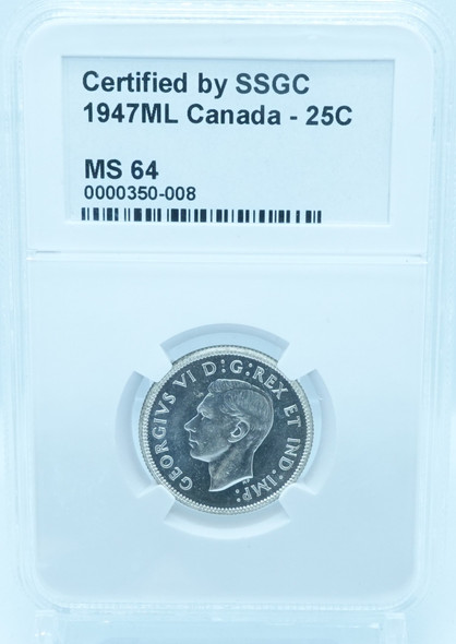 1947ML 25 CENT CANADA – MS 64 – GRADED (350-008)