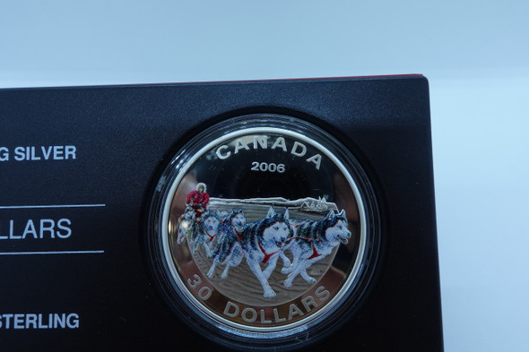 2006 $30 STERLING SILVER COIN- DOG SLED TEAM