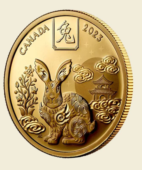 2023 $100 PURE GOLD LUNAR YEAR OF THE RABBIT COIN 