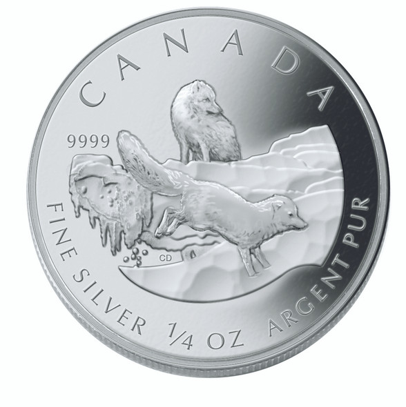 (NO BEAUTY BOX) SALE! 2004 ARCTIC FOX 4-COIN SET. PURE SILVER. $5, $4, $3, AND $2