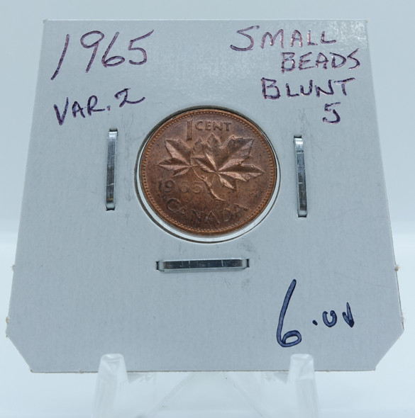 1965 CIRCULATION CANADIAN 1-CENT VAR.2 SMALL BEADS BLUNT 5