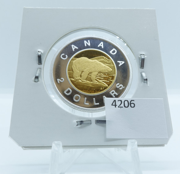 2012 CIRCULATION CANADIAN TOONIE .9999 PROOF SILVER GOLD-PLATED