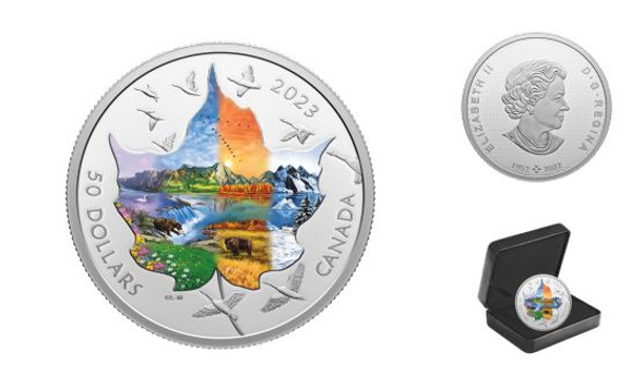 2023 $50 FINE SILVER COIN CANADIAN COLLAGE: FOUR SEASONS