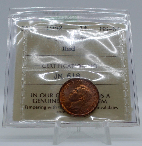 1952 CIRCULATION CANADIAN 1-CENT MS-64 RED