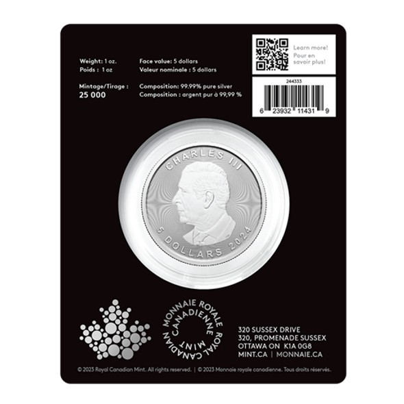 2024 $5 1OZ PURE SILVER TREASURED SILVER MAPLE LEAF FIRST STRIKES: POLAR BEAR PRIVY 