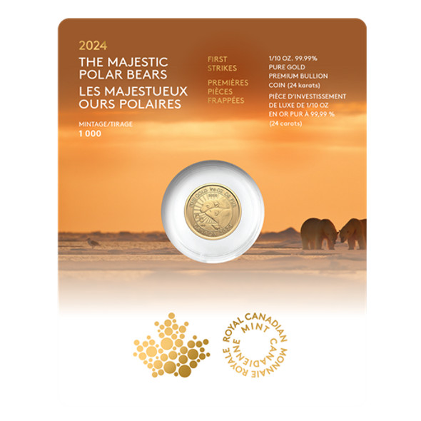 2024 1/10OZ PURE GOLD - FIRST STRIKE - THE MAJESTIC POLAR BEARS COIN