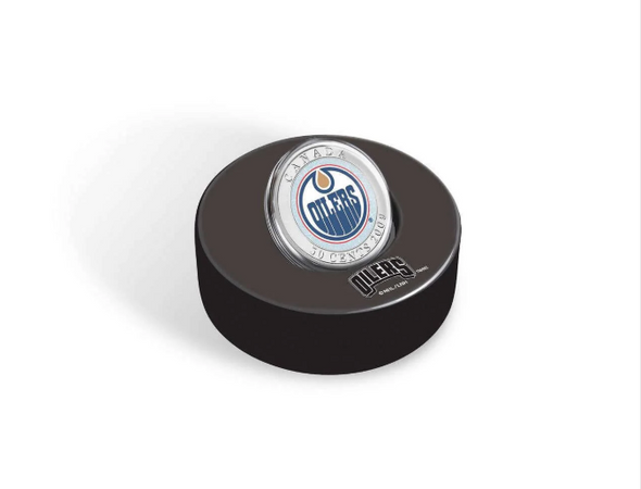 2009 50c OILERS SPECIAL EDITION COIN AND PUCK