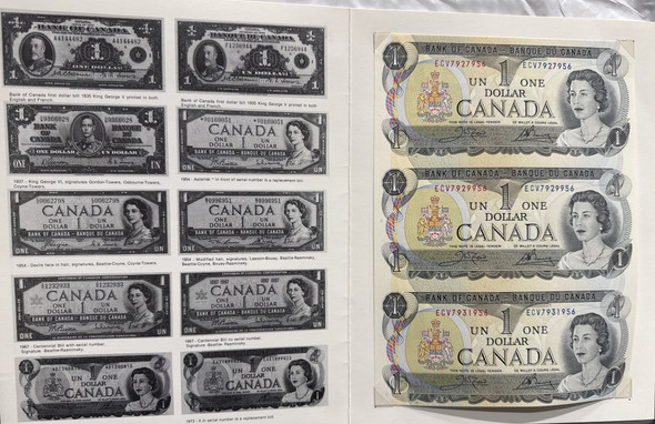 $1 CANADIAN DOLLAR BILL "END OF AN ERA" UNCUT THREE BILL SHEET