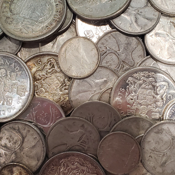 E-TRANSFER ONLY  $10 BAG OF FACE VALUE CANADIAN CIRCULATION SILVER COINS (PRE 1966) (80% PURE)