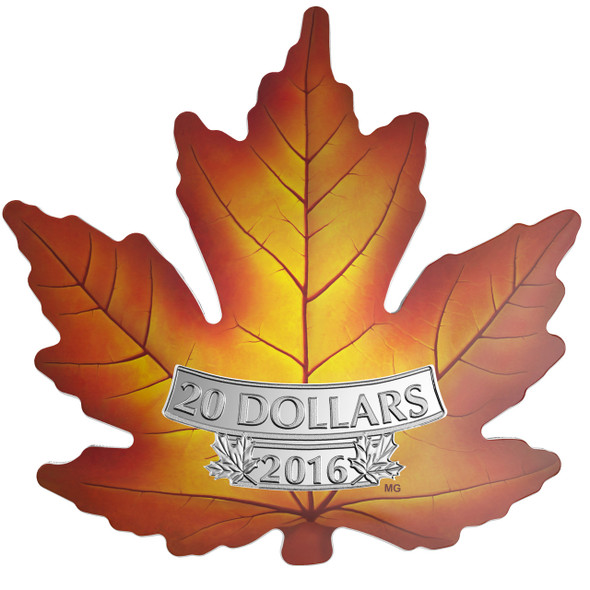 2016 $20 FINE SILVER COIN CANADA'S COLOURFUL MAPLE LEAF
