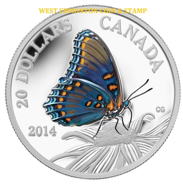 2014 $20 FINE SILVER COIN BUTTERFLIES OF CANADA - RED-SPOTTED PURPLE (NO BLACK SLEEVE) 2014 $20 FINE SILVER COIN BUTTERFLIES OF CANADA - RED-SPOTTED PURPLE (NO BLACK SLEEVE)