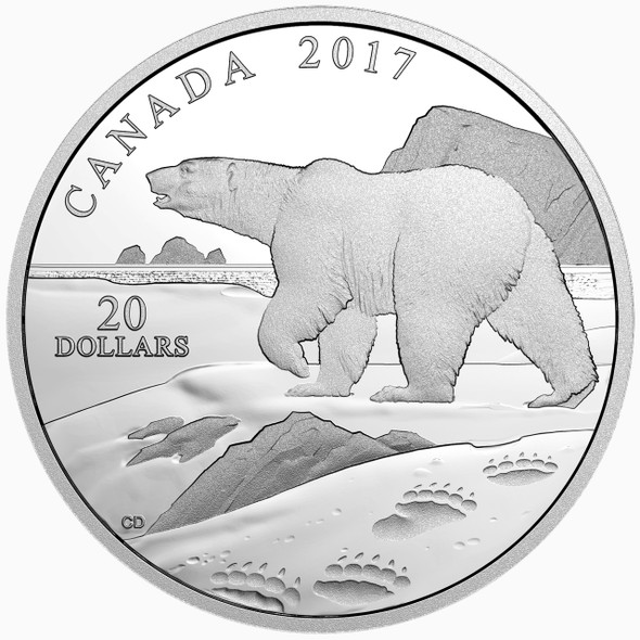 (SALE) 2017 $20 FINE SILVER COIN – NATURE'S IMPRESSIONS: POLAR BEAR (NO BLACK SLEEVE)