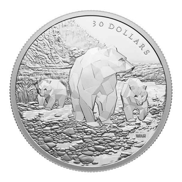 2023 $30 FINE SILVER COIN MULTIFACETED ANIMAL FAMILY: GRIZZLY BEARS (LC)