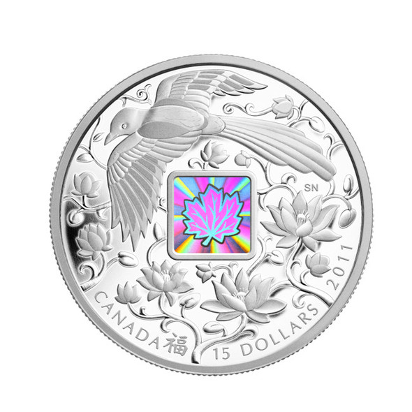 2009 $8 STERLING SILVER MAPLE OF WISDOM HOLOGRAM COIN - West