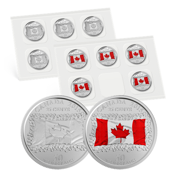 2015 25c CANADA 150 COLLECTION: 50TH ANNIVERSARY OF THE CANADIAN FLAG CIRCULATION COIN PACK