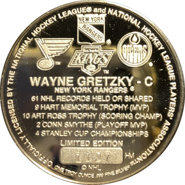 1999 APRIL 18TH - WAYNE GRETZKY - RETIREMENT MEDALLION  1999 APRIL 18TH - WAYNE GRETZKY - RETIREMENT MEDALLION