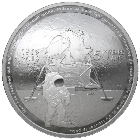 2019 $25 FINE SILVER COIN 50TH ANNIVERSARY OF THE APOLLO 11 MOON LANDING 