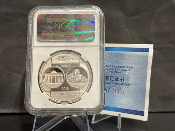 E-TRANSFER ONLY - 2013 1oz WORLD MONEY FAIR CHINA MEDAL PANDA - FINE SILVER - BERLIN NGC PF70 ULTRA CAMEO